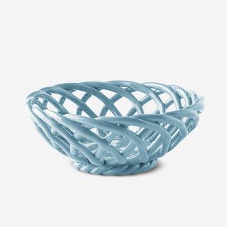 Sicilia Ceramic Basket Small Light Blue