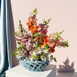 Sicilia Ceramic Basket Small Light Blue