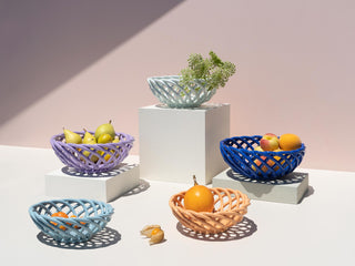 Sicilia Ceramic Basket Small Light Blue