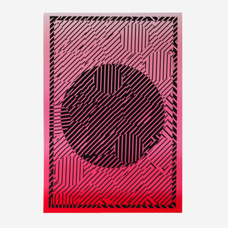 Circle Lines Black Red Screen Print