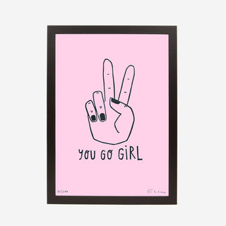 You Go Girl Linoldruck - Rosa
