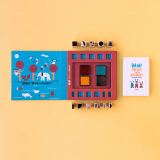 Bam! Create Your Animals - Set mit 16 Holzstempeln