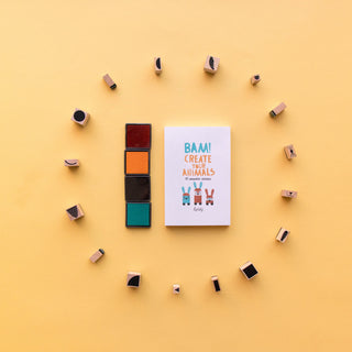 Bam! Create Your Animals - Set mit 16 Holzstempeln