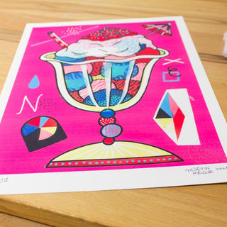 Ice cream sundae umbrella art print
