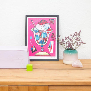 Ice cream sundae umbrella art print