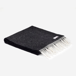 Schal Black Large Heringbone Lammwolle Supersoft