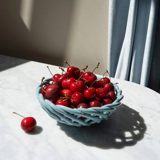 Sicilia Ceramic Basket Small Light Blue