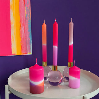 Dip Dye Neon April Shower – Pillar Candle