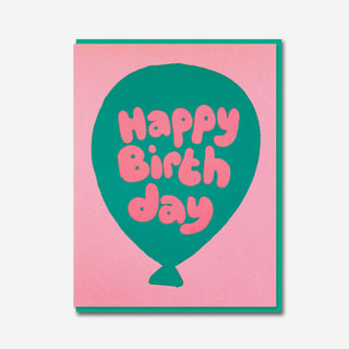 Happy Birthday Green Balloon Grußkarte