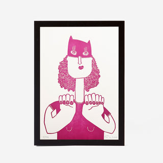 Girl Energy Linocut