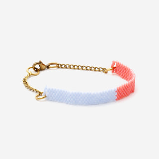Seed Bead Color Block Bracelet Pale Gray + Pink