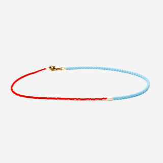 Two Tone Choker Necklace Red + Turquoise