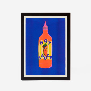 Blue Hot Sauce Risograph Print