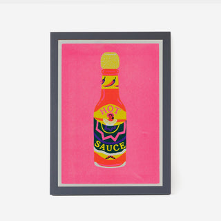 Pink Chilli Sauce Risograph Print