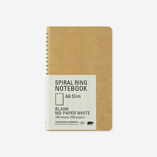 MD White Paper A6 Slim Spiral Ring Notebook